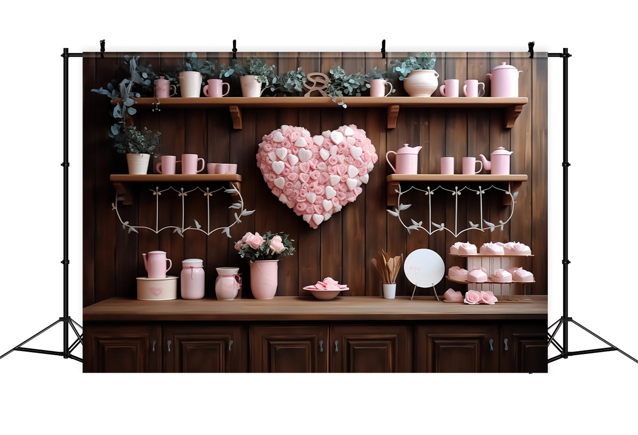 Valentines Photo Backdrop Ideas Floral Heart Shelf Backdrop BRP11-286