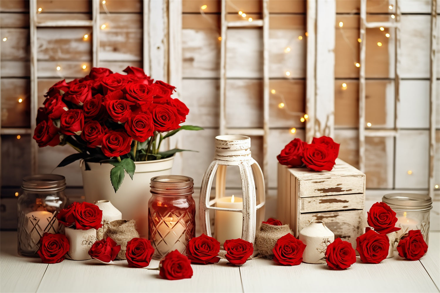 Photography Backdrops Valentine Glow Candlelit Roses Backdrop BRP11-289