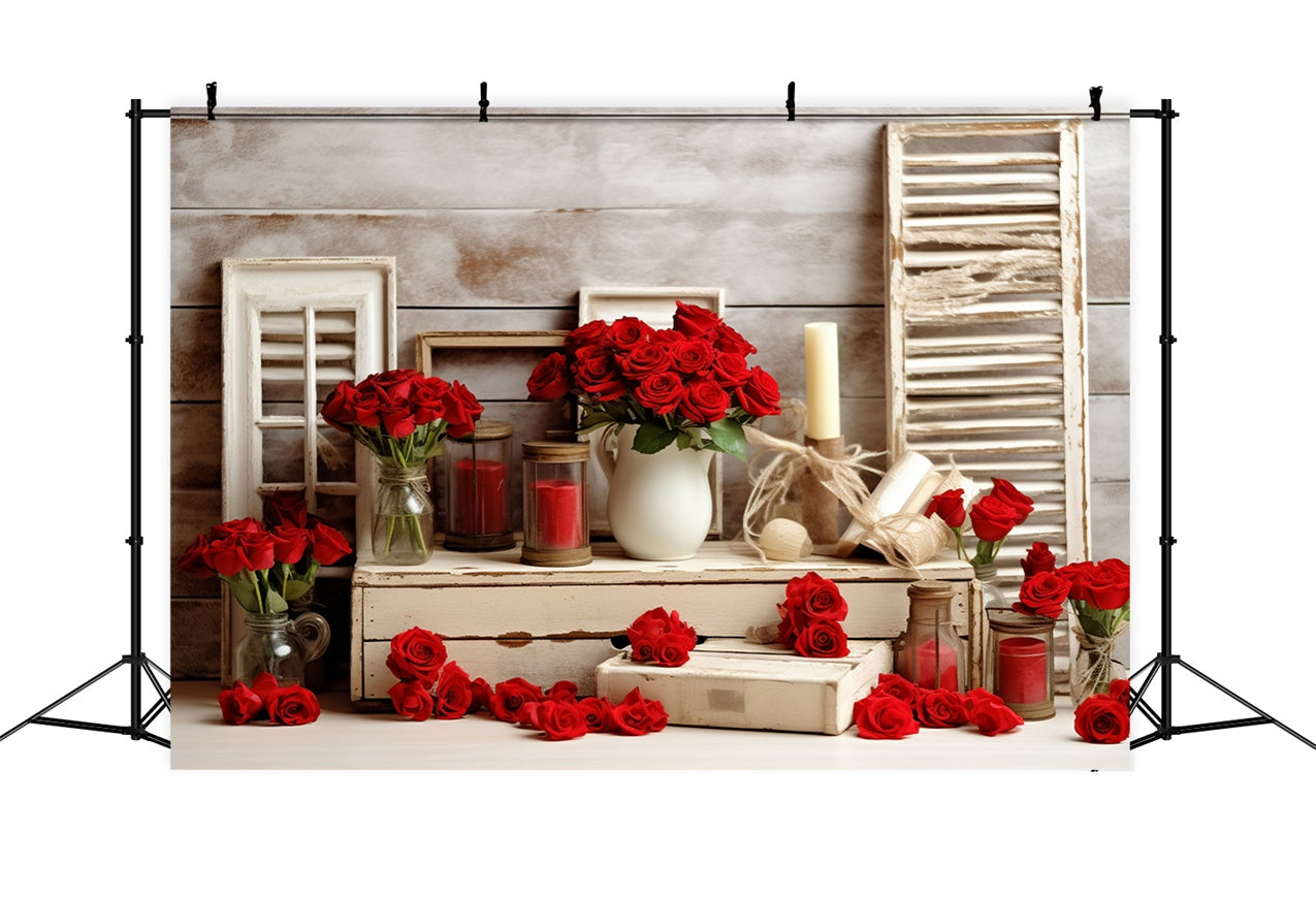 Simple Valentines Backdrop Roses Vintage Frames Backdrop BRP11-291