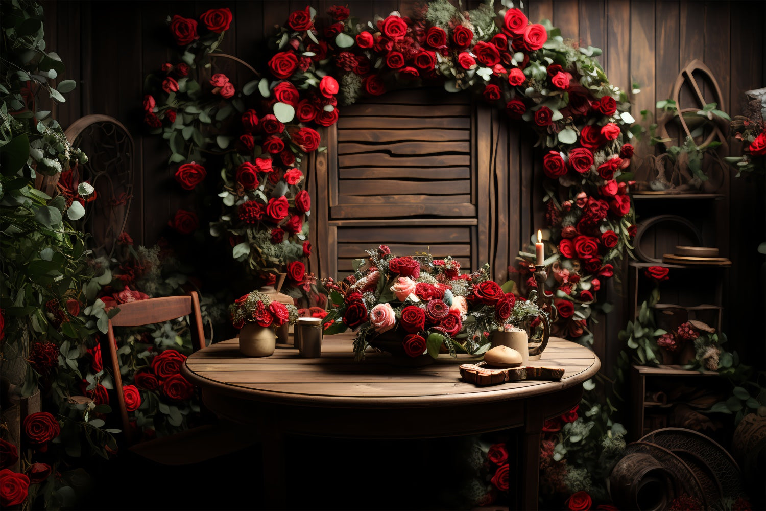 Backdrop For Valentine Table Decor Red Roses Backdrop BRP11-294