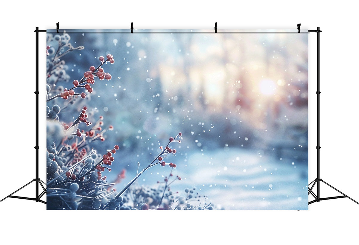 Winter Photo Backdrops Frosty Berries Sparkling Light Backdrop BRP11-31