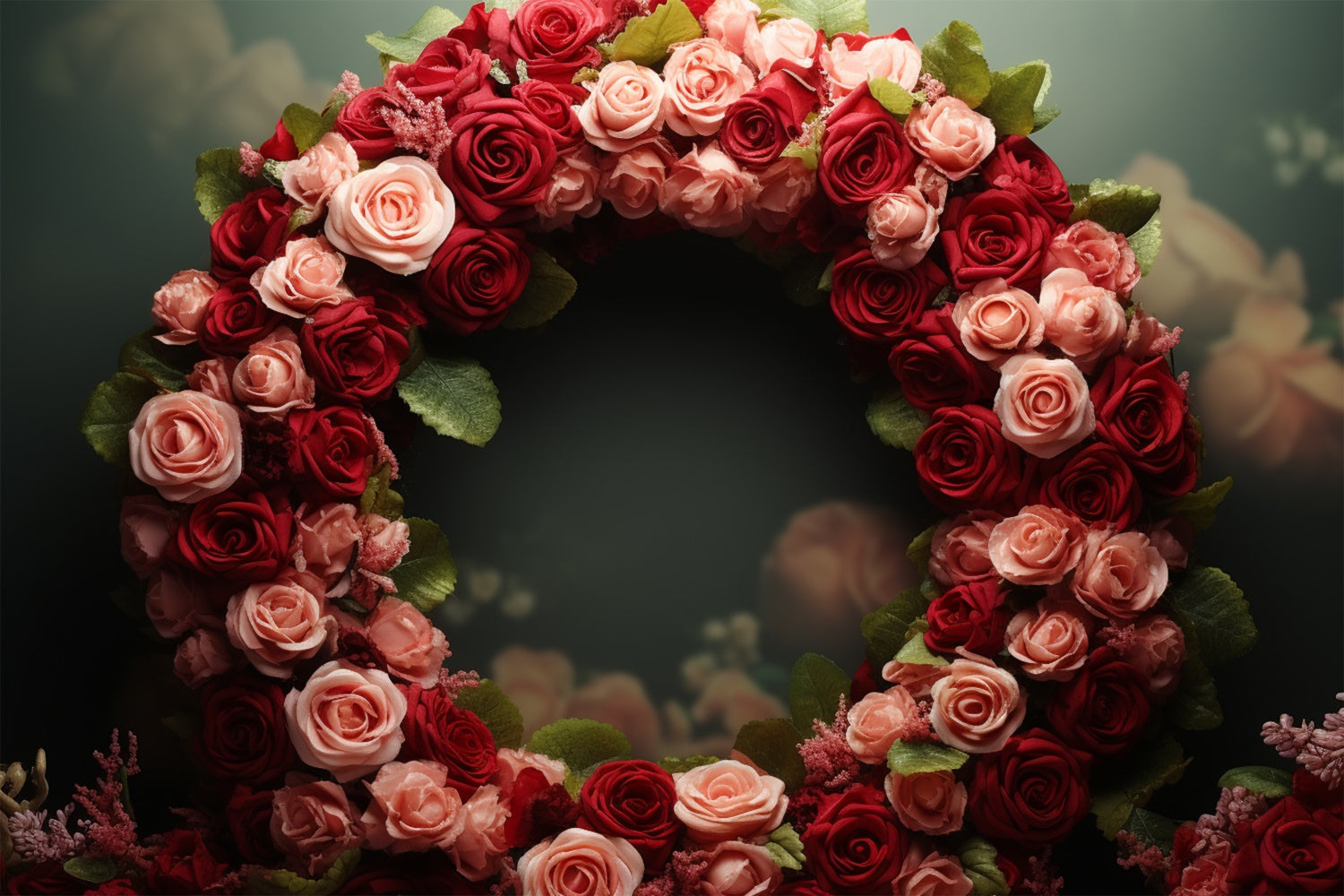 Valentine Photo Booth Backdrop Roses Wreath Wedding Backdrop BRP11-315
