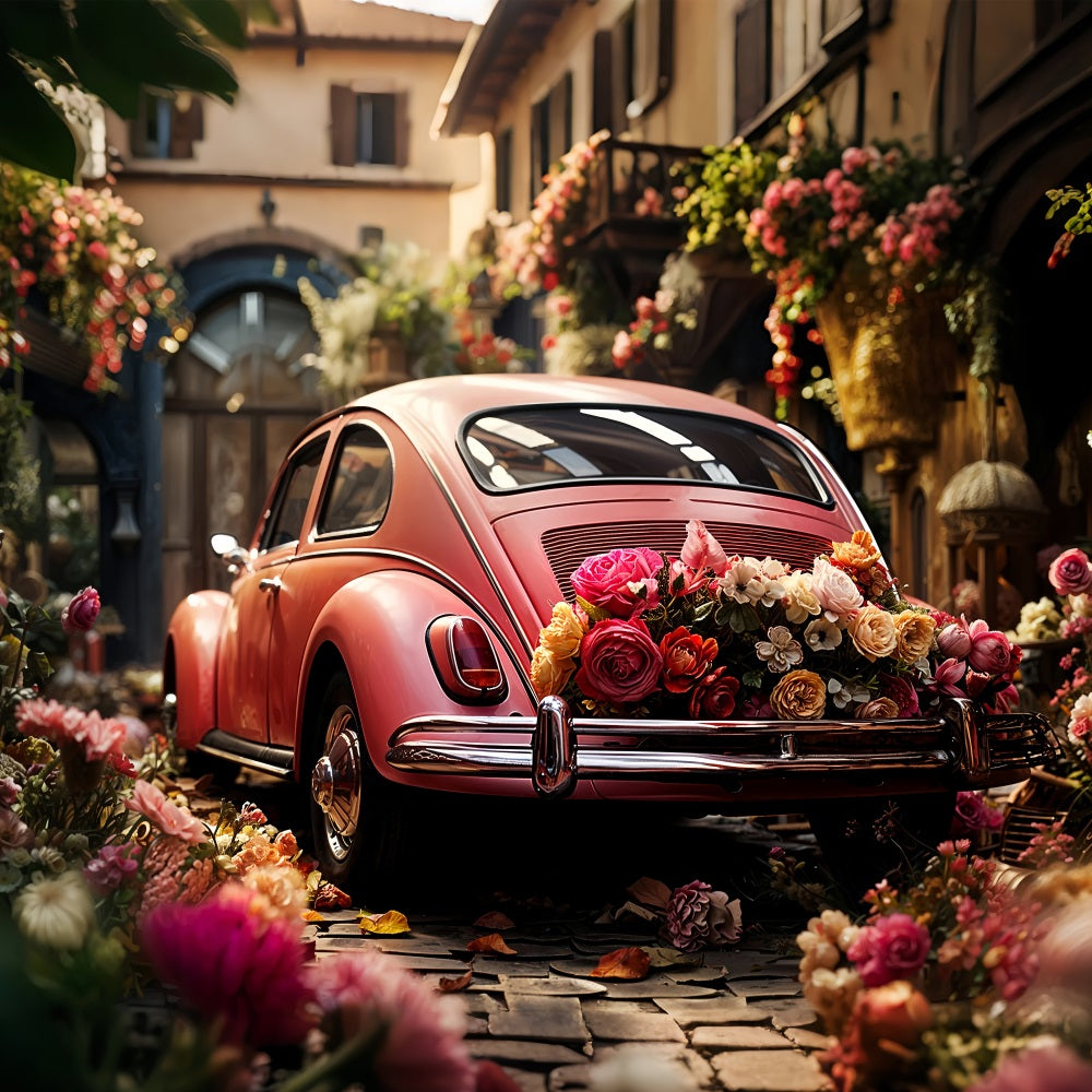 Valentines Day Photo Backdrop Love-Themed Car Floral Backdrop BRP11-412