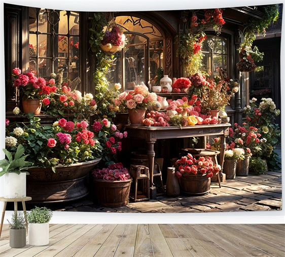 Photography Valentines Backdrop Flower Shop Overflowing Blooms Backdrop BRP11-428