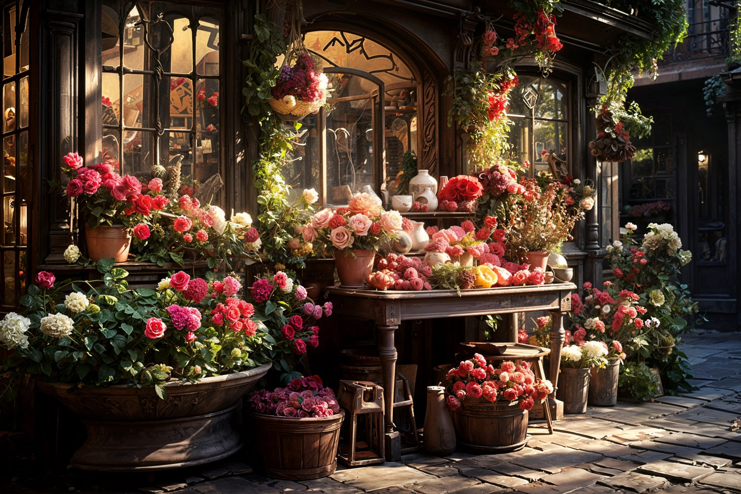 Photography Valentines Backdrop Flower Shop Overflowing Blooms Backdrop BRP11-428