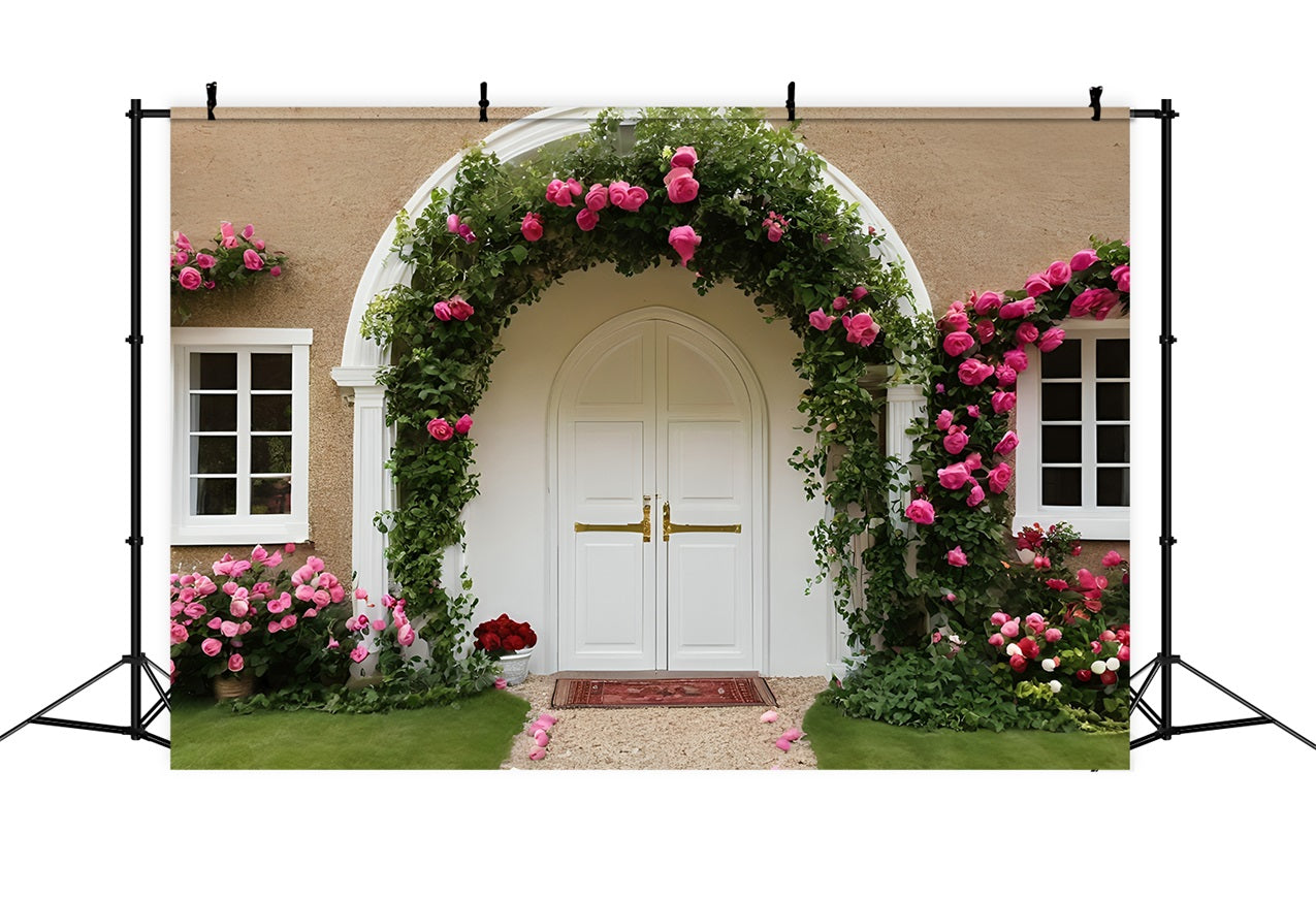 Valentine Photo Backdrops White Door Floral Arch Backdrop BRP11-437