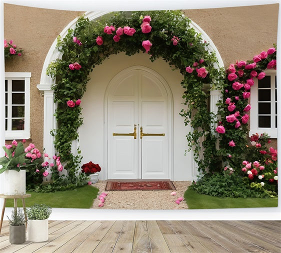 Valentine Photo Backdrops White Door Floral Arch Backdrop BRP11-437