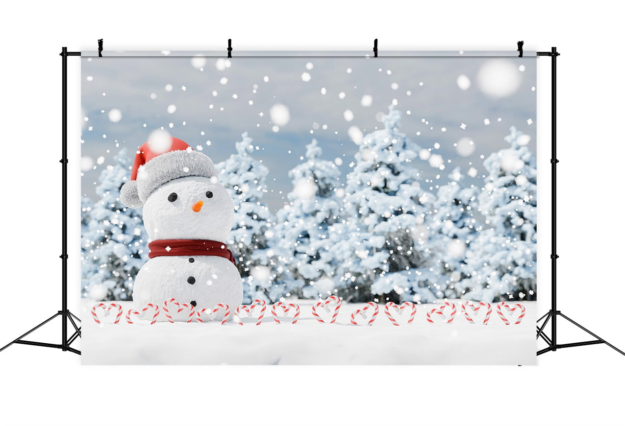 Winter Wonderland Backdrop Snowman Candy Canes Backdrop BRP11-44