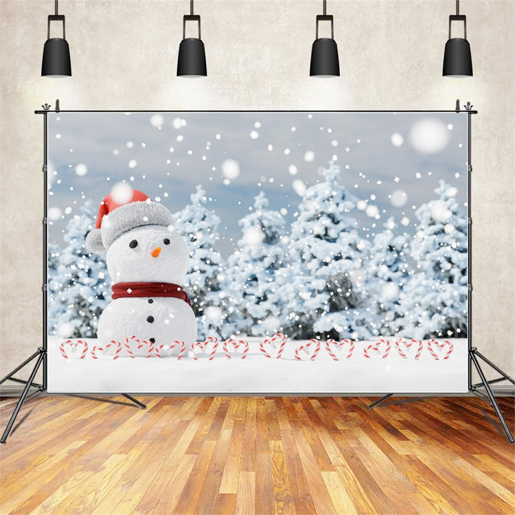 Winter Wonderland Backdrop Snowman Candy Canes Backdrop BRP11-44