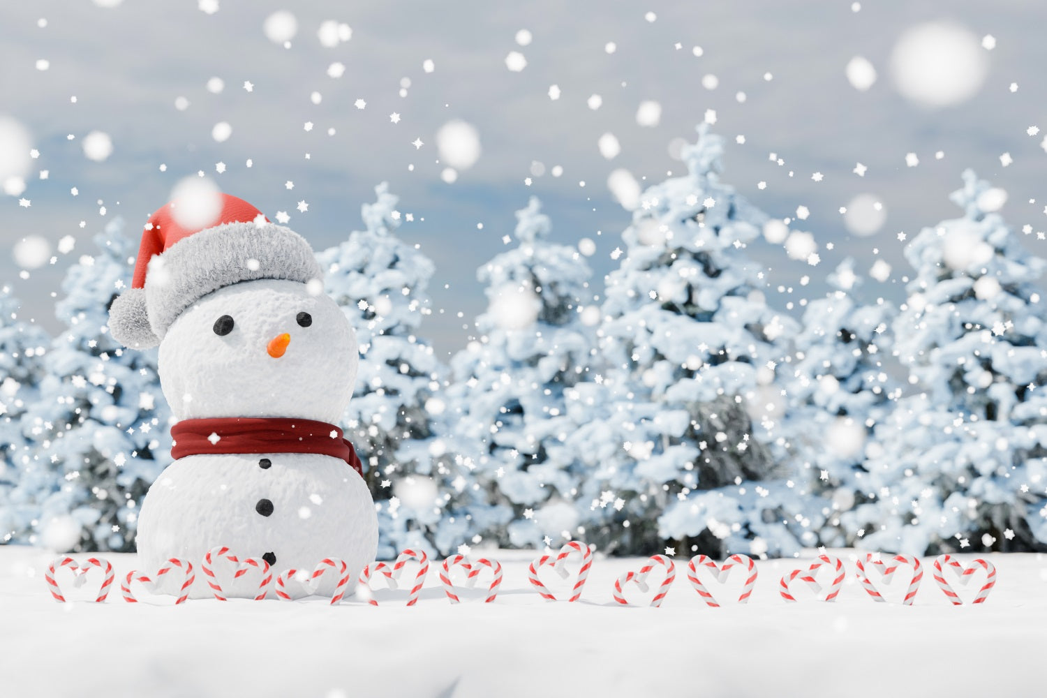 Winter Wonderland Backdrop Snowman Candy Canes Backdrop BRP11-44