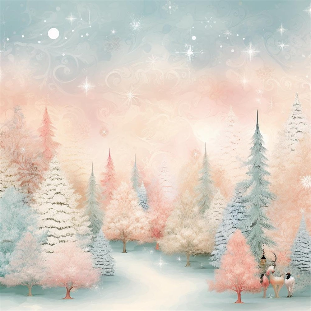Winter Backdrops Pink Blue Forest Photography Backdrop BRP11-461
