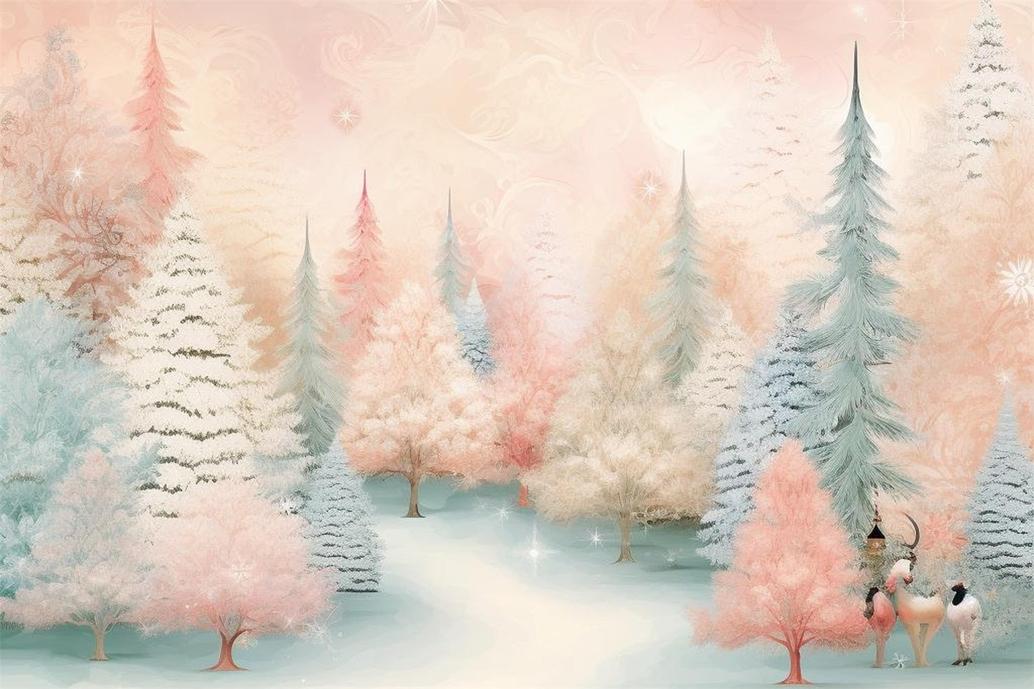 Winter Backdrops Pink Blue Forest Photography Backdrop BRP11-461