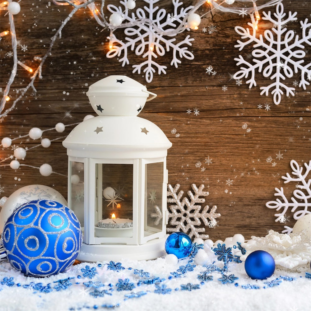 Winter Scene Backdrop Lantern Snowflakes Ornaments Backdrop BRP11-462