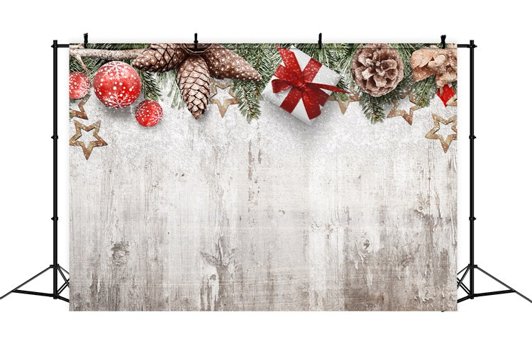 Winter Photo Backdrops Frosted Pinecones Gifts Decor Backdrop BRP11-464