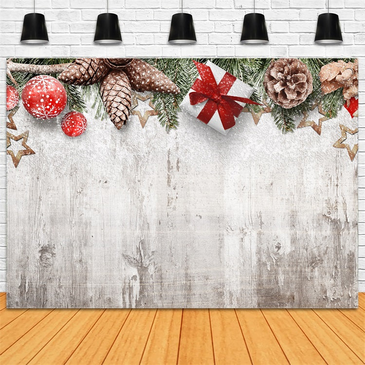 Winter Photo Backdrops Frosted Pinecones Gifts Decor Backdrop BRP11-464