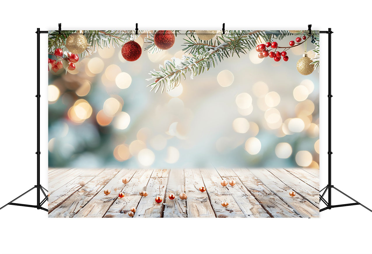 Winter Backdrops Christmas Baubles Snowy Fir Branches Backdrop BRP11-465