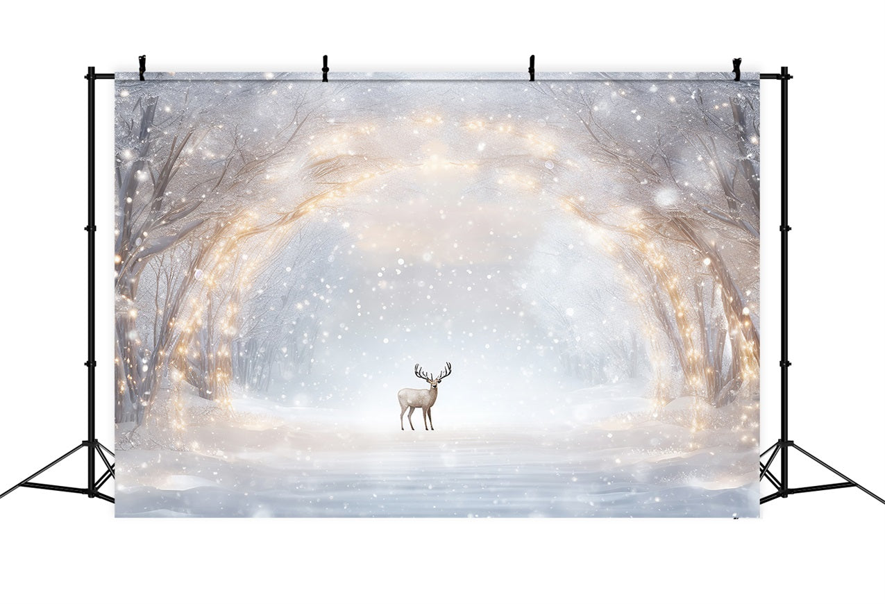 Winter Scene Backdrop Snowy Pathway Glow Reindeer Backdrop BRP11-477