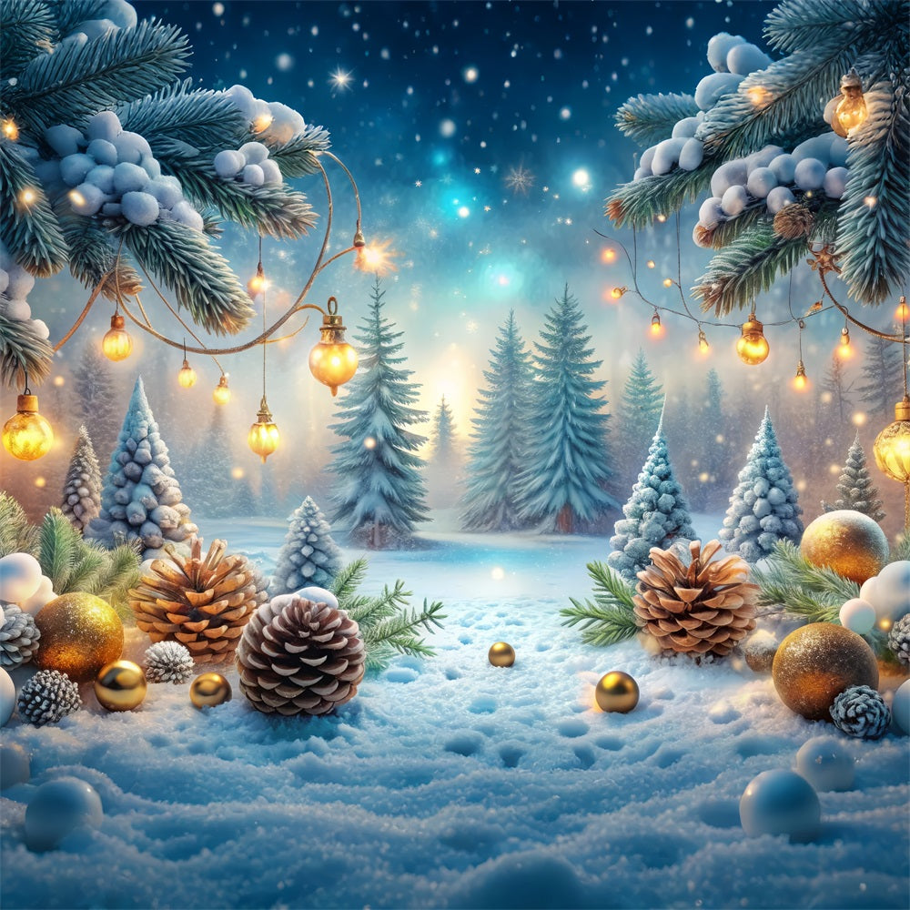 Winter Backdrops Forest Golden Decorations Frosted Pines Backdrop BRP11-479