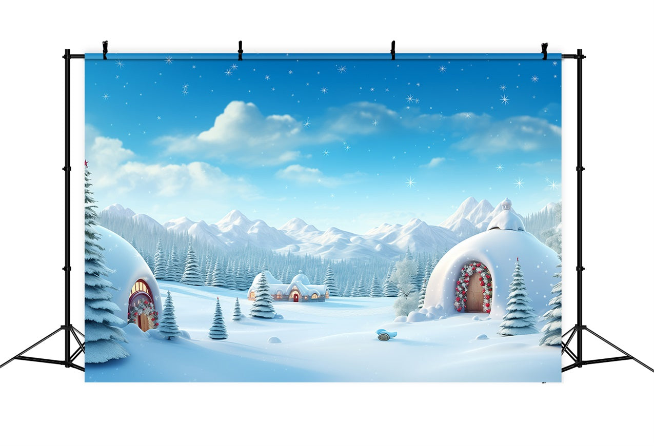 Winter Wonderland Backdrop Igloos Snowy Peaks Backdrop BRP11-48