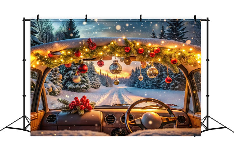 Winter Forest Backdrop Christmas Decor Snowy Drive Backdrop BRP11-480