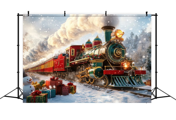 Winter Wonderland Backdrop Holiday Train Journeying Backdrop BRP11-60