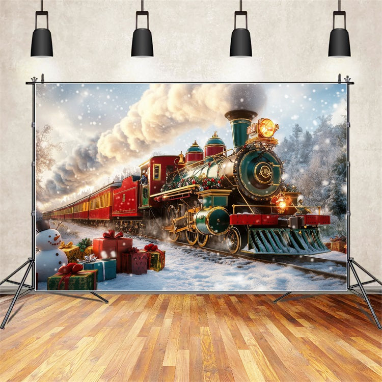 Winter Wonderland Backdrop Holiday Train Journeying Backdrop BRP11-60