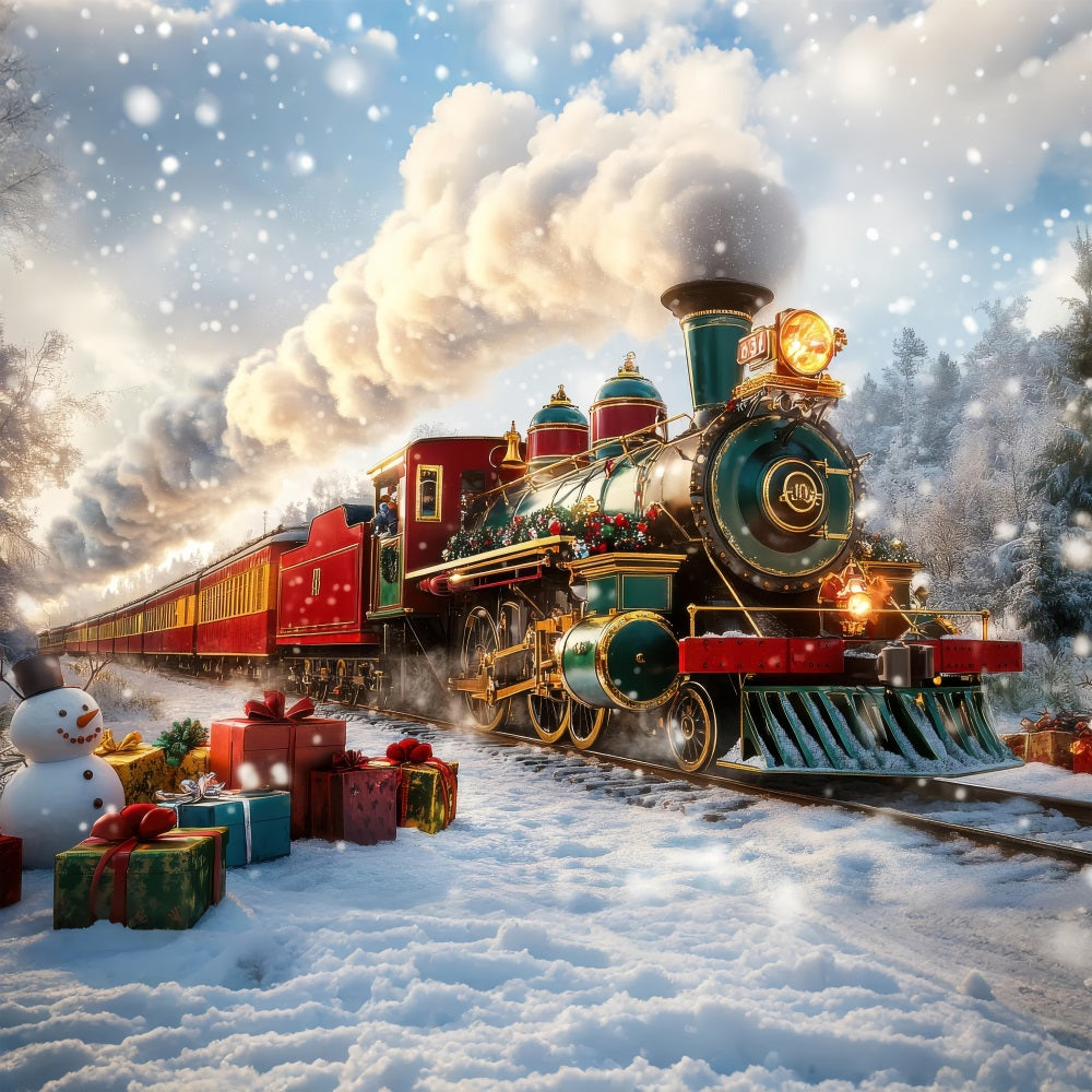 Winter Wonderland Backdrop Holiday Train Journeying Backdrop BRP11-60