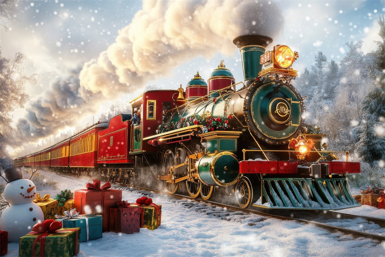 Winter Wonderland Backdrop Holiday Train Journeying Backdrop BRP11-60