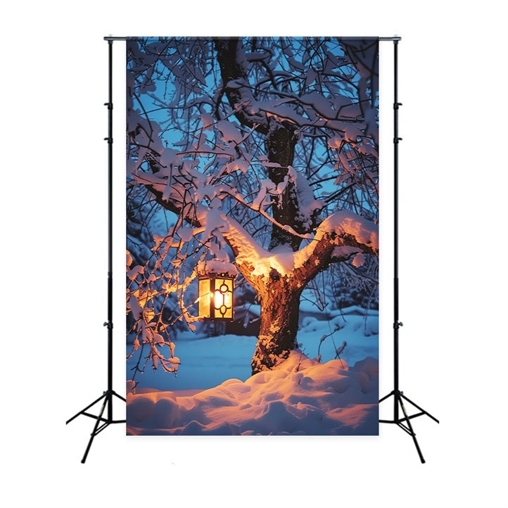 Winter Backdrops Snowy Tree Glowing Lantern Backdrop BRP11-65