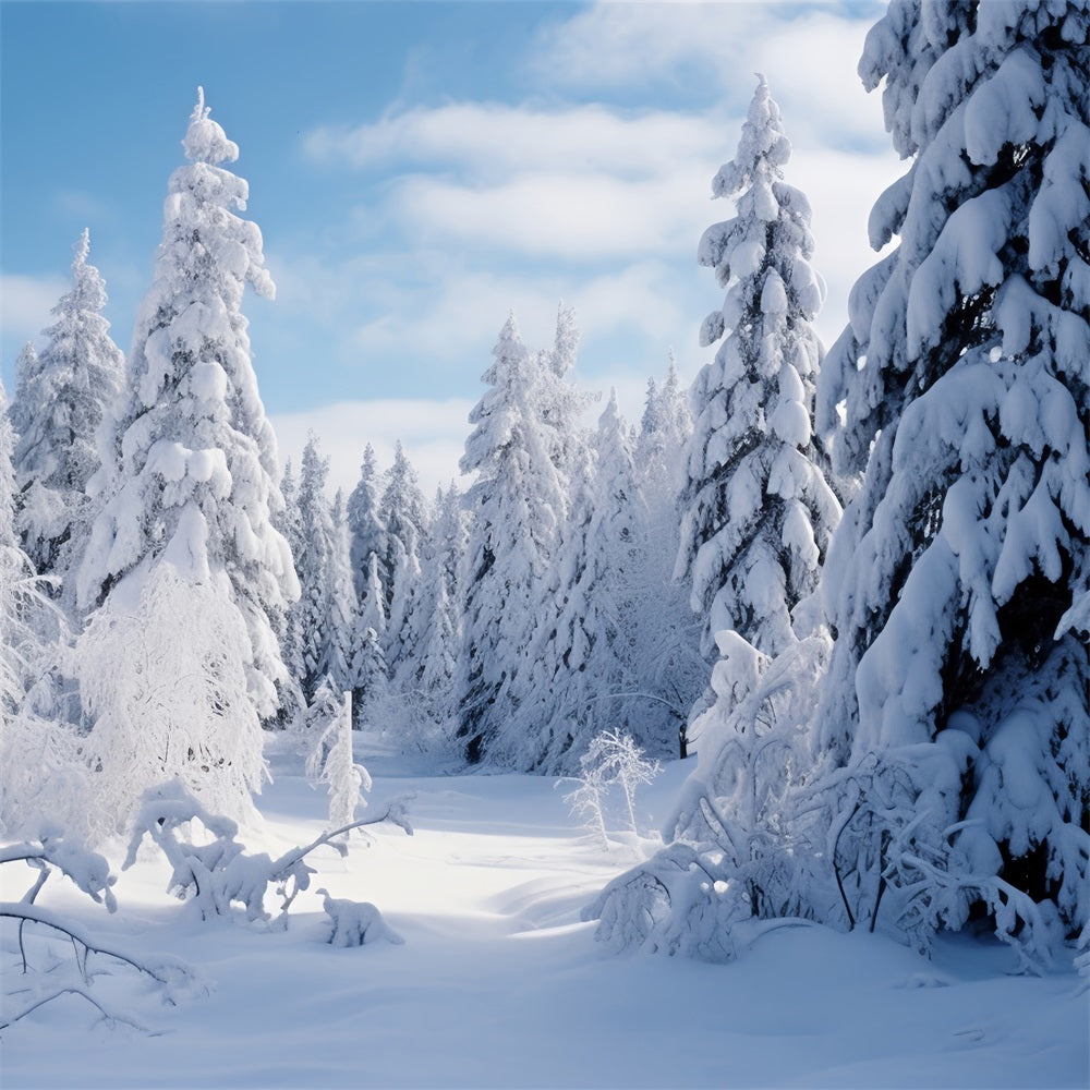 Winter Scene Backdrop Frosted Pines Blue Sky Backdrop BRP11-7