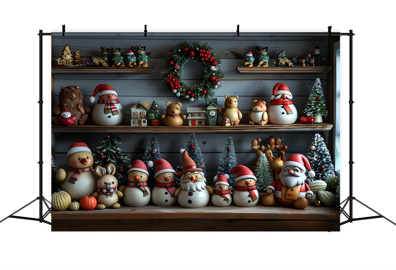 Photography Christmas Backdrops Santa's Workshop Snowy Friends Backdrop BRP11-77