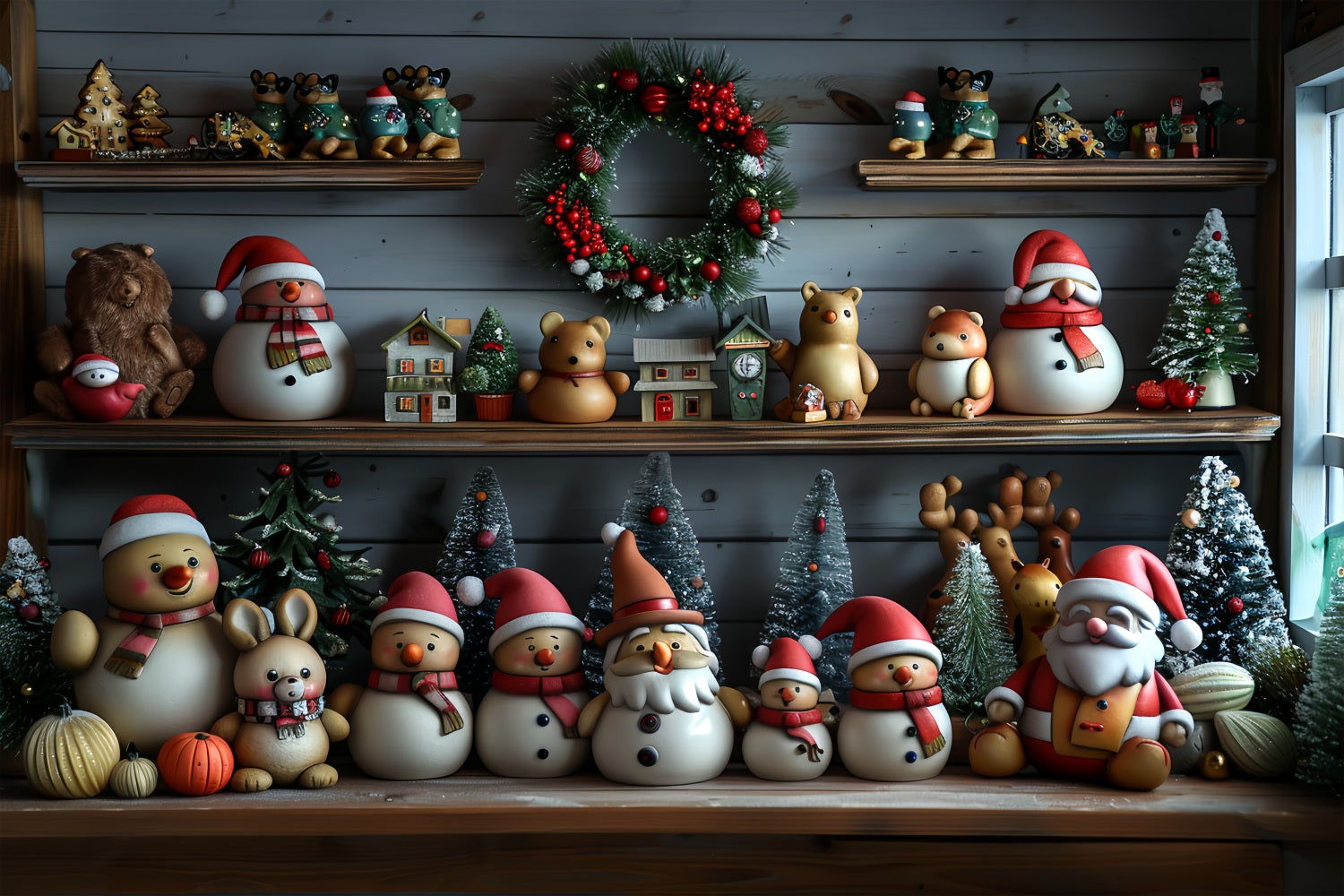 Photography Christmas Backdrops Santa's Workshop Snowy Friends Backdrop BRP11-77