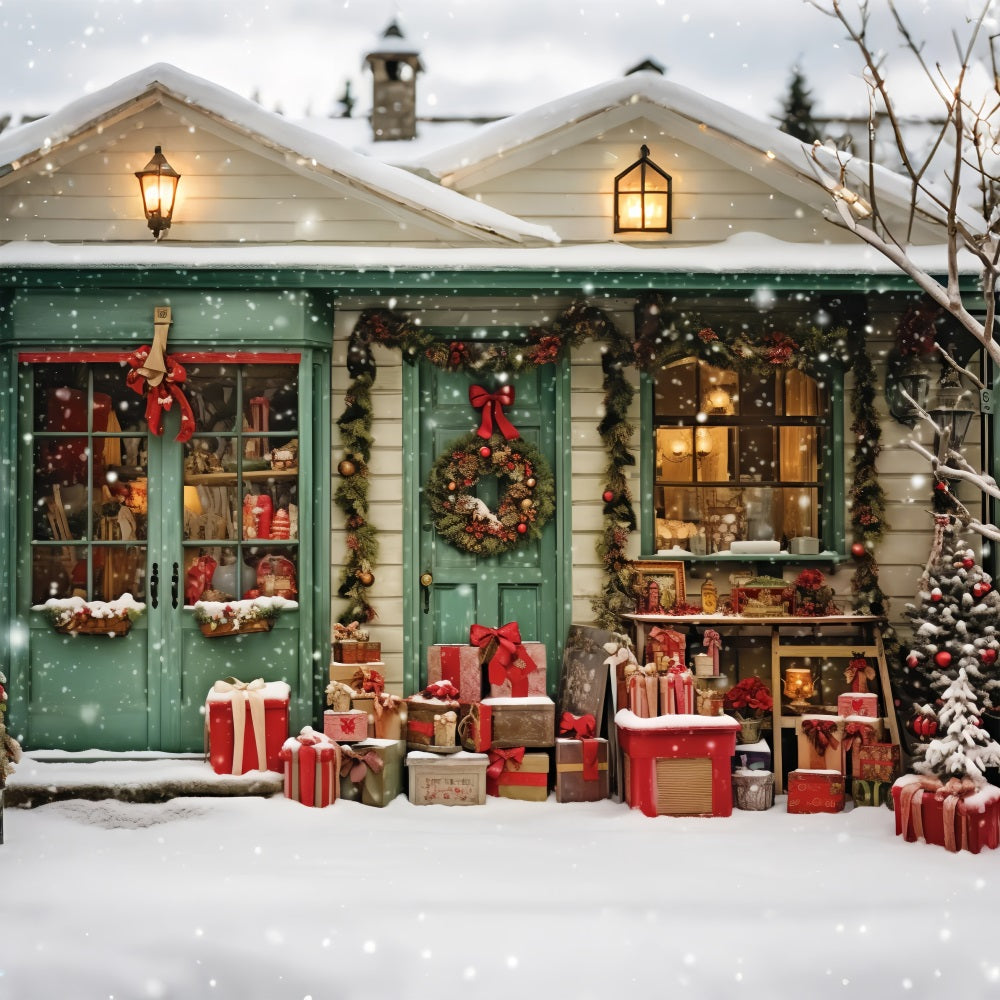 Photography Christmas Backdrop Santa's Workshop Present Paradise Backdrop BRP11-92