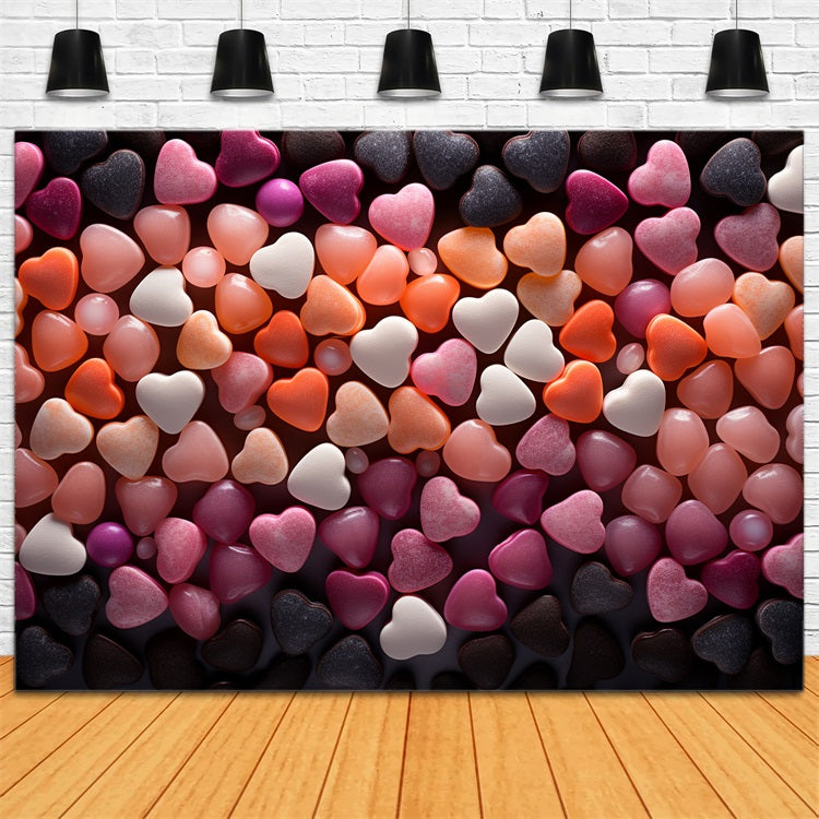 Valentines Heart Backdrop Colorful Heart Shaped Candy Backdrop BRP12-165