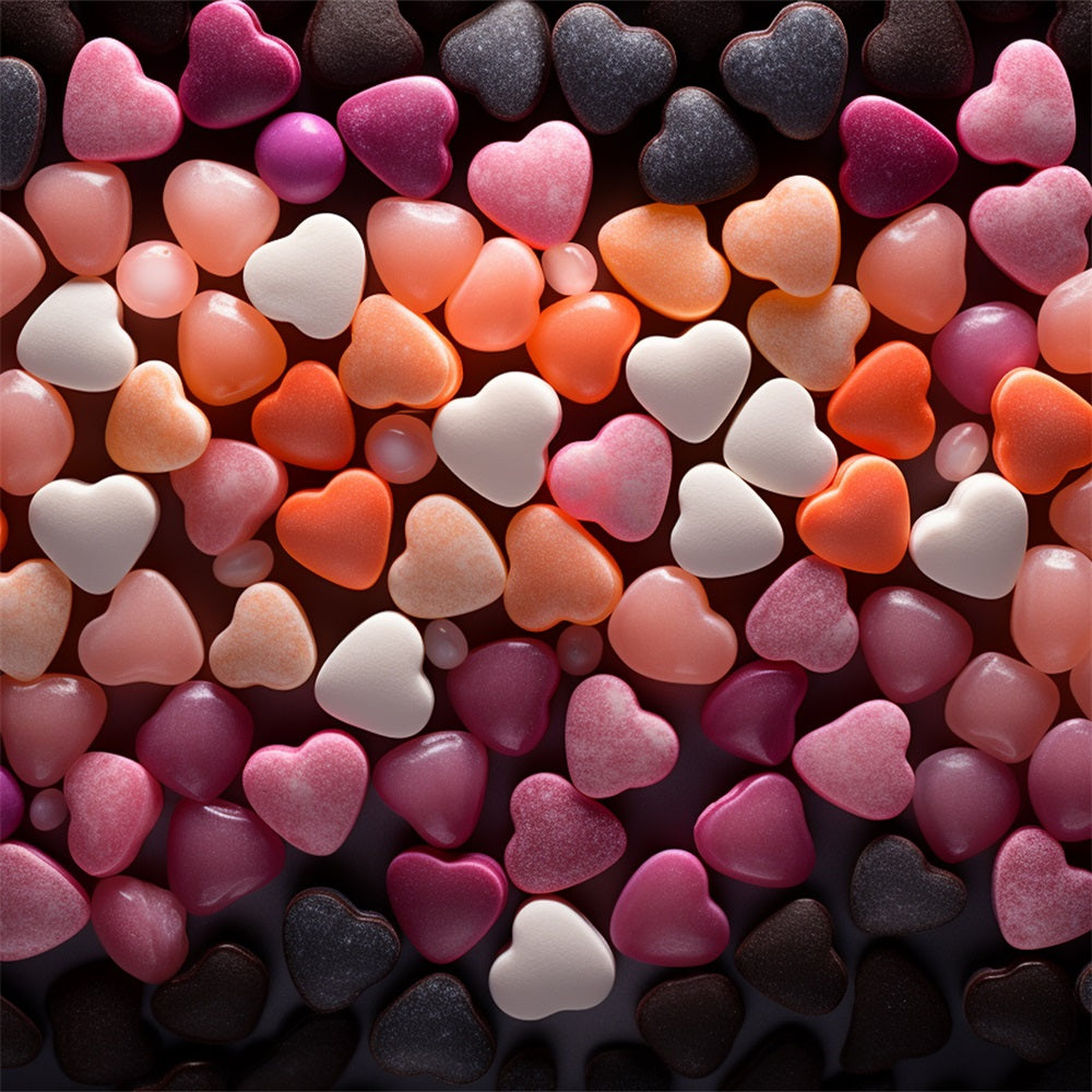 Valentines Heart Backdrop Colorful Heart Shaped Candy Backdrop BRP12-165