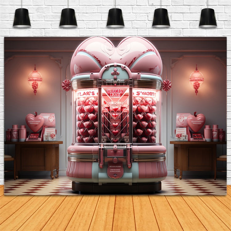 Valentine's Photo Backdrop Pink Candy Machine Heart Backdrop BRP12-169