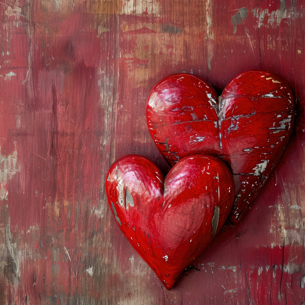 Valentine Backdrop Aged Wooden Planks Vintage Hearts Backdrop BRP12-230
