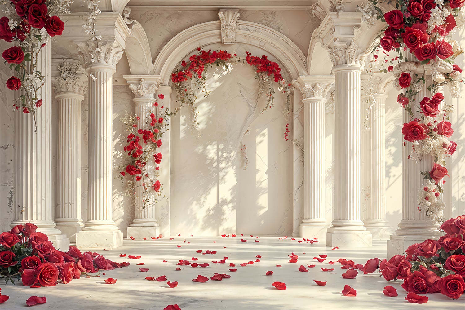 10x6.5ft Valentine's Day Rose Petals Marble Archway Backdrop BRP12-256 (only 1)
