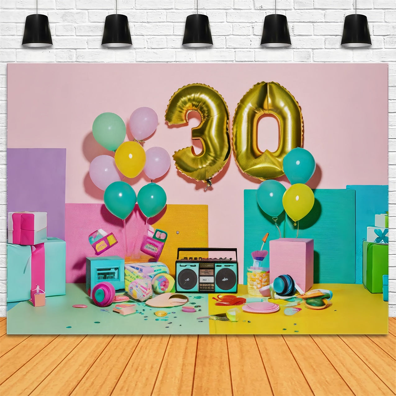 Backdrop Birthday Stylish Pastel Balloon 30th Party Backdrop BRP12-279
