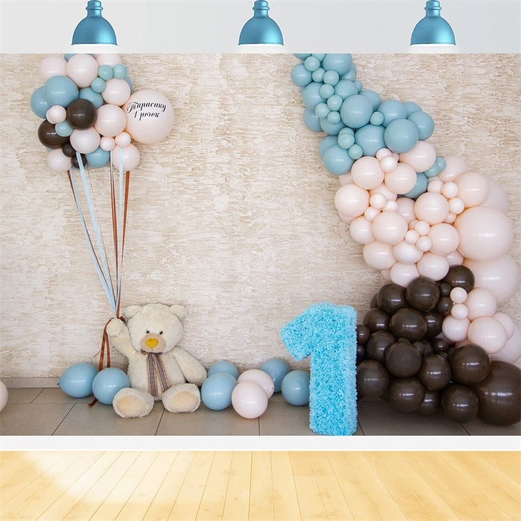 Birthday Backdrop Bear Balloon First Year Celebration Backdrop BRP12-299