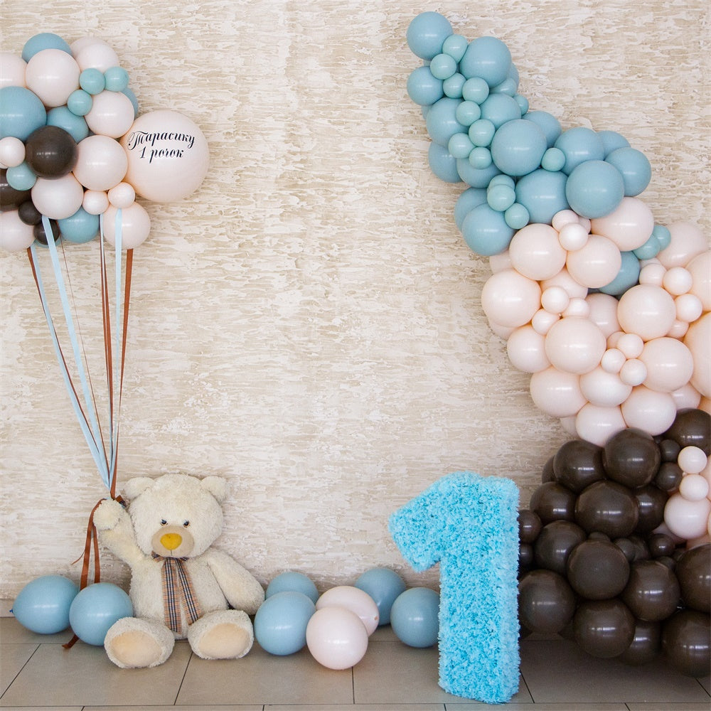 Birthday Backdrop Bear Balloon First Year Celebration Backdrop BRP12-299
