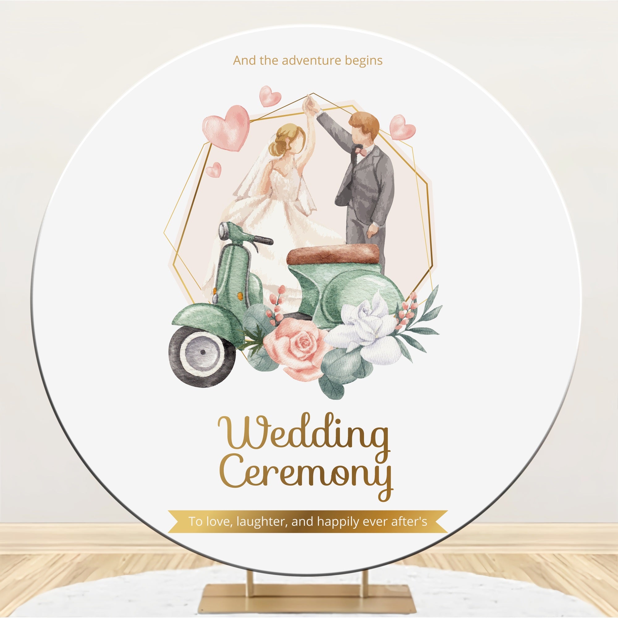 Wedding Backdrop Custom Vintage Scooter Round Backdrop BRP12-337