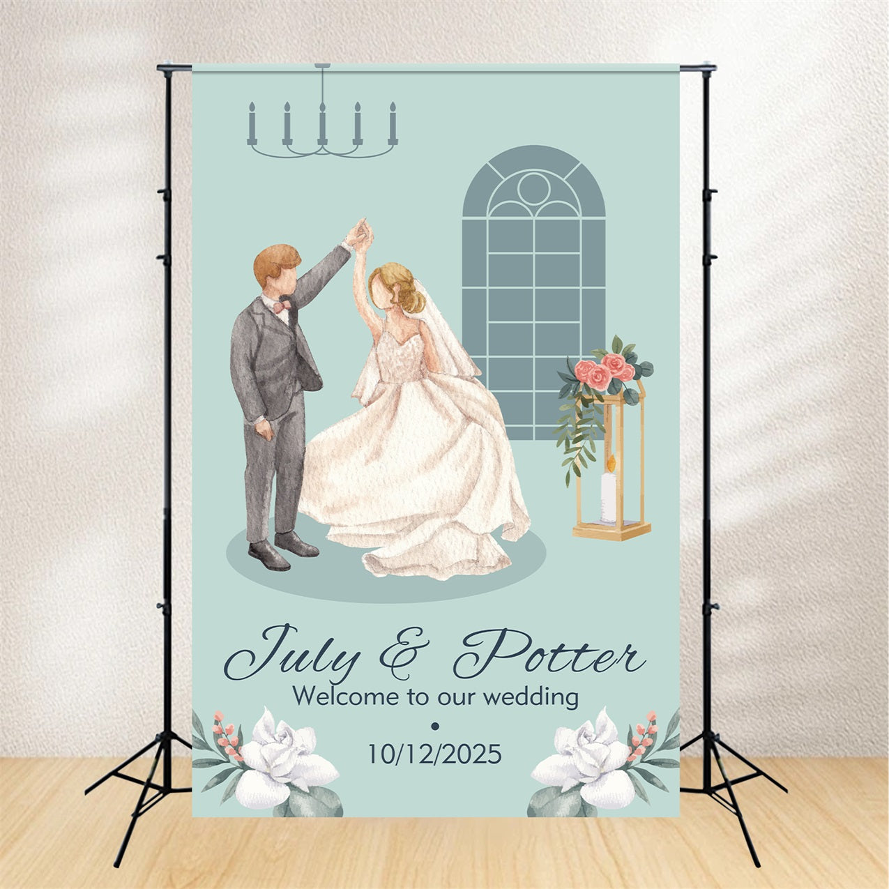 Personalized Wedding Photo Backdrop Bride Groom Dancing Backdrop BRP12-379