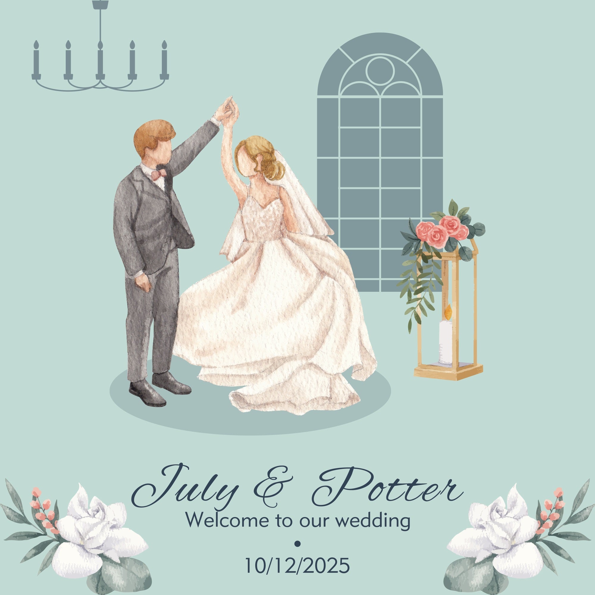 Personalized Wedding Photo Backdrop Bride Groom Dancing Backdrop BRP12-379