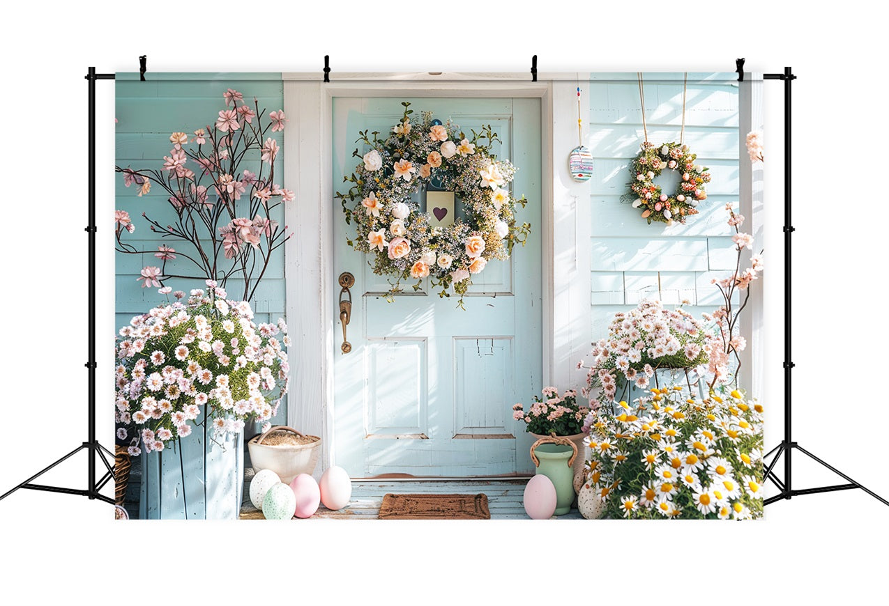 Backdrop For Easter Spring Porch Floral Wreath Backdrop BRP12-408