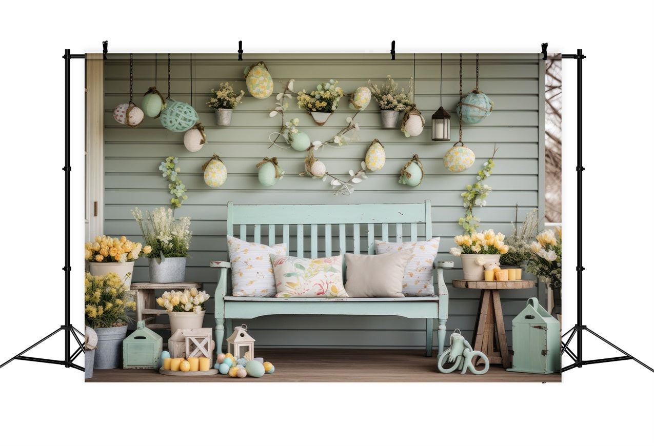 Easter Backdrop Ideas Yellow Tulips Rustic Porch Backdrop BRP12-414