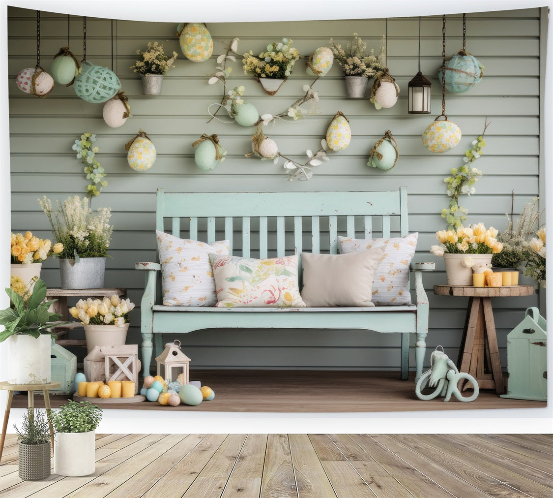 Easter Backdrop Ideas Yellow Tulips Rustic Porch Backdrop BRP12-414