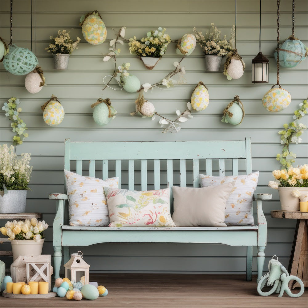 Easter Backdrop Ideas Yellow Tulips Rustic Porch Backdrop BRP12-414