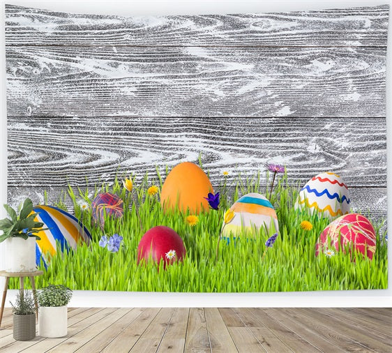 Easter Photo Backdrop Ideas Meadow Colorful Eggs Backdrop BRP12-424