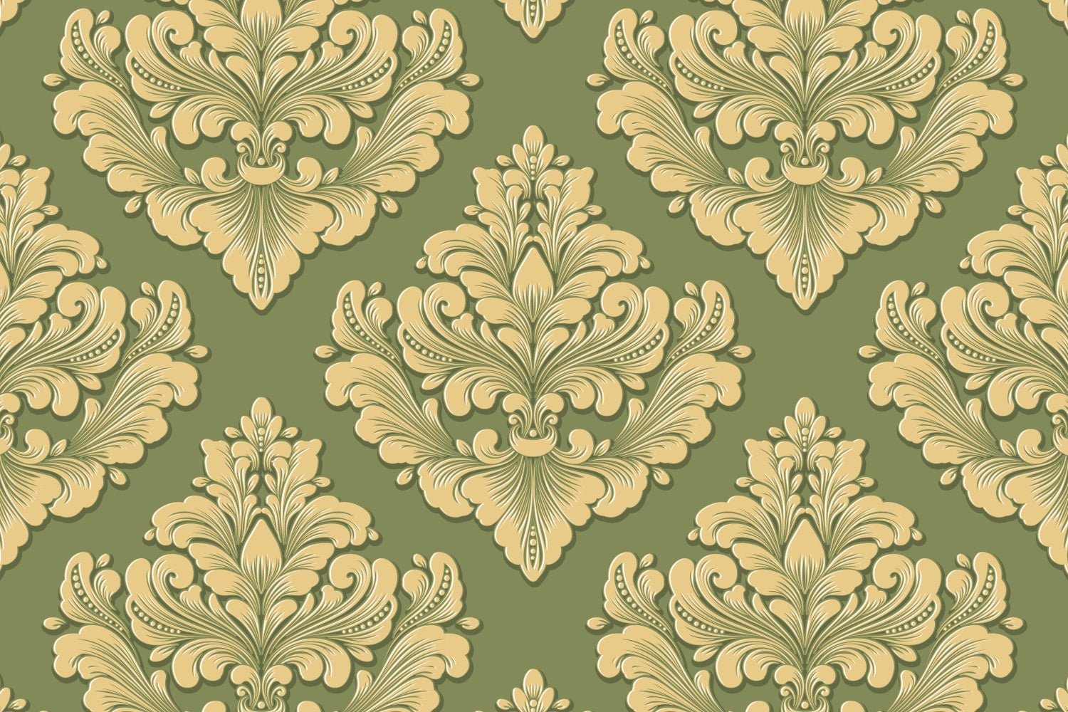 Damask Backdrop Photography Gold Green Ornate Floral Backdrop BRP12-615